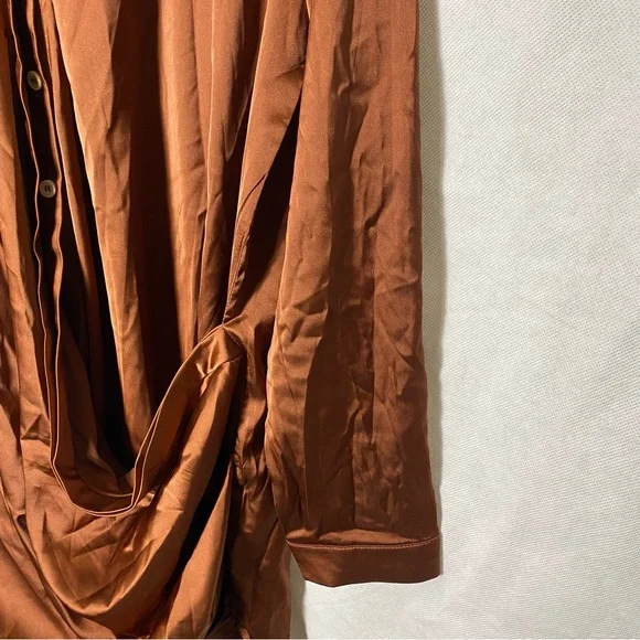 NWT Fashion Nova Time Of Your Life Satin Shirt Dress - Picture 7 of 11